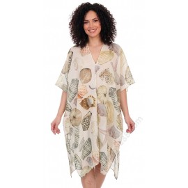 S 0020-4 Дамска плажна туника „Морско дъно“ в бежов десен