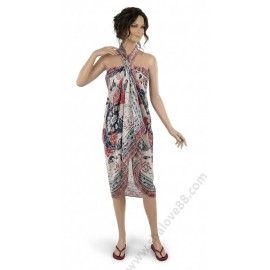 S 1112 Дамско памучно парео за плаж в цвят бордо