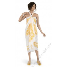 S 0248 Дамско голямо парео саронг с жълти орнаменти