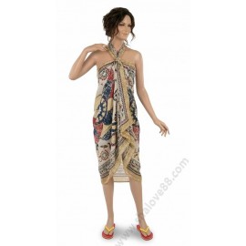 S 1112 Дамско памучно парео за плаж в цвят горчица