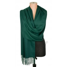 S 5545 Кашмирен дамски едноцветен шал в тъмнозелено