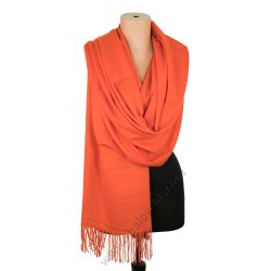 S 5545 Кашмирен дамски едноцветен шал в оранжево
