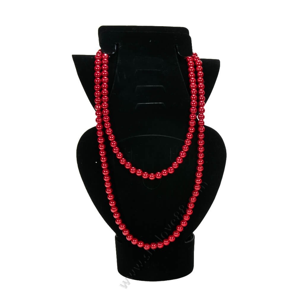 S 9005 Червен дълъг гердан от перли