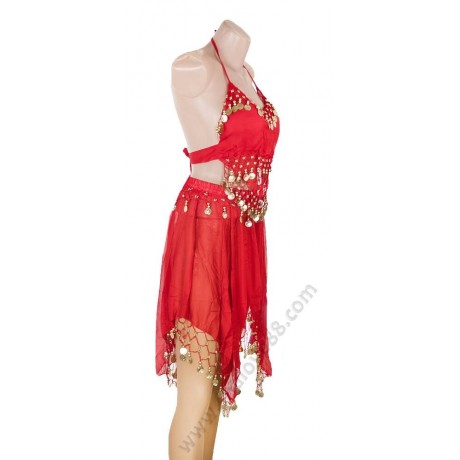 S 2301 Костюм за бели денс с пола в червено