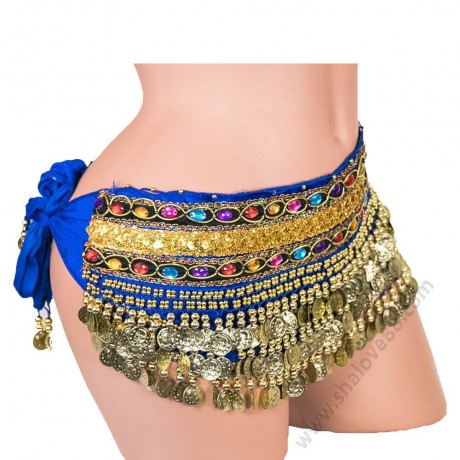 S 0006 Колан за бели денс с пендари в кралскосиньо