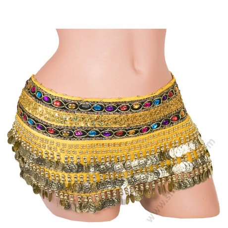 S 0006 Колан за бели денс с пендари в жълто