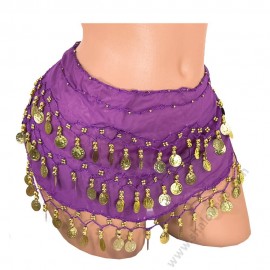 S 0072 Шал за бели денс с пендари в тъмнолилаво 