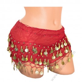 S 0072 Шал за бели денс с пендари в червено