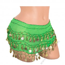 S 0072 Шал за бели денс с пендари в светлозелено 