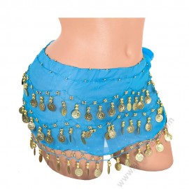 S 0072 Шал за бели денс с пендари в светлосиньо 