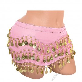 S 0072 Шал за бели денс с пендари в светлорозово