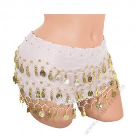 S 0072 Шал за бели денс с пендари в бяло 