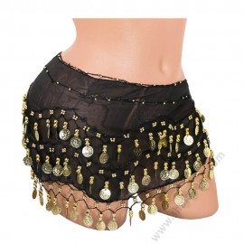 S 0072 Шал за бели денс с пендари в черно 