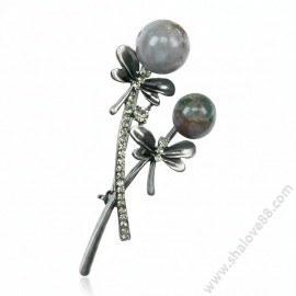 S 1165 Антична брошка „Танцът на пеперудите“ с естествен ахат и кристали