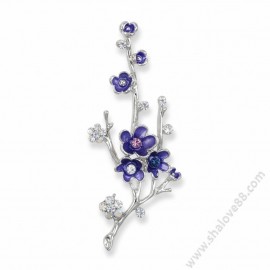 S 1176 Дамска брошка в сребристо "Цъфнало клонче"