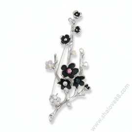 S 1176 Елегантна дамска брошка в сребристо "Цъфнало клонче"