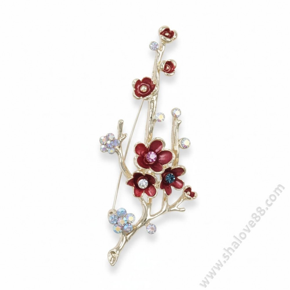 S 1176 Красива дамска брошка в златисто "Цъфнало клонче"