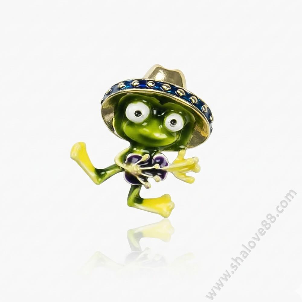S 1127 Забавна дамска брошка „Жабокът мексиканец“ с цветен емайл