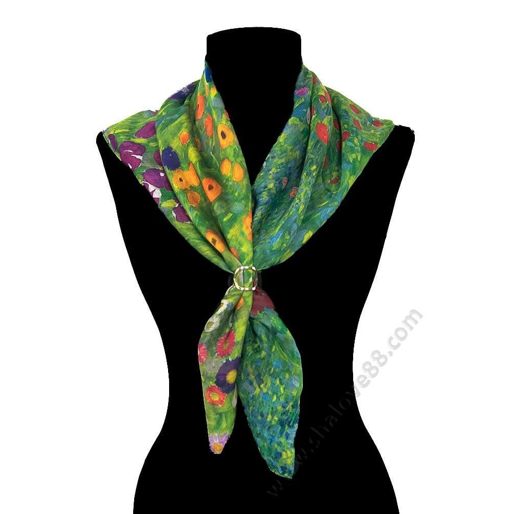 S 4312 Памучно фишу с нежни флорални мотиви