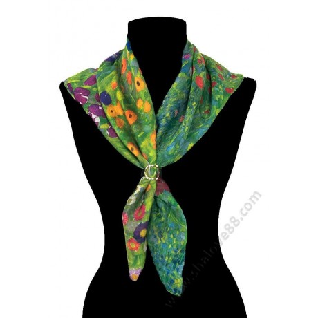 S 4312 Памучно фишу с нежни флорални мотиви