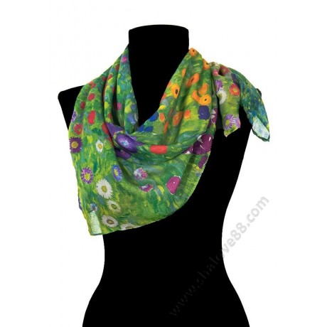 S 4312 Памучно фишу с нежни флорални мотиви