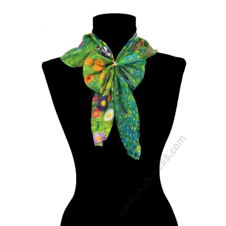 S 4312 Памучно фишу с нежни флорални мотиви