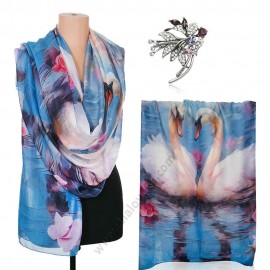 S 0313/1126 Луксозен комплект „Аметистово езеро“ – памучен шал и брошка