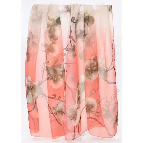 S 3271-5 Рисуван копринен шал с красиви цветя