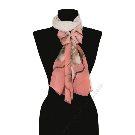 S 3271-5 Рисуван копринен шал с красиви цветя