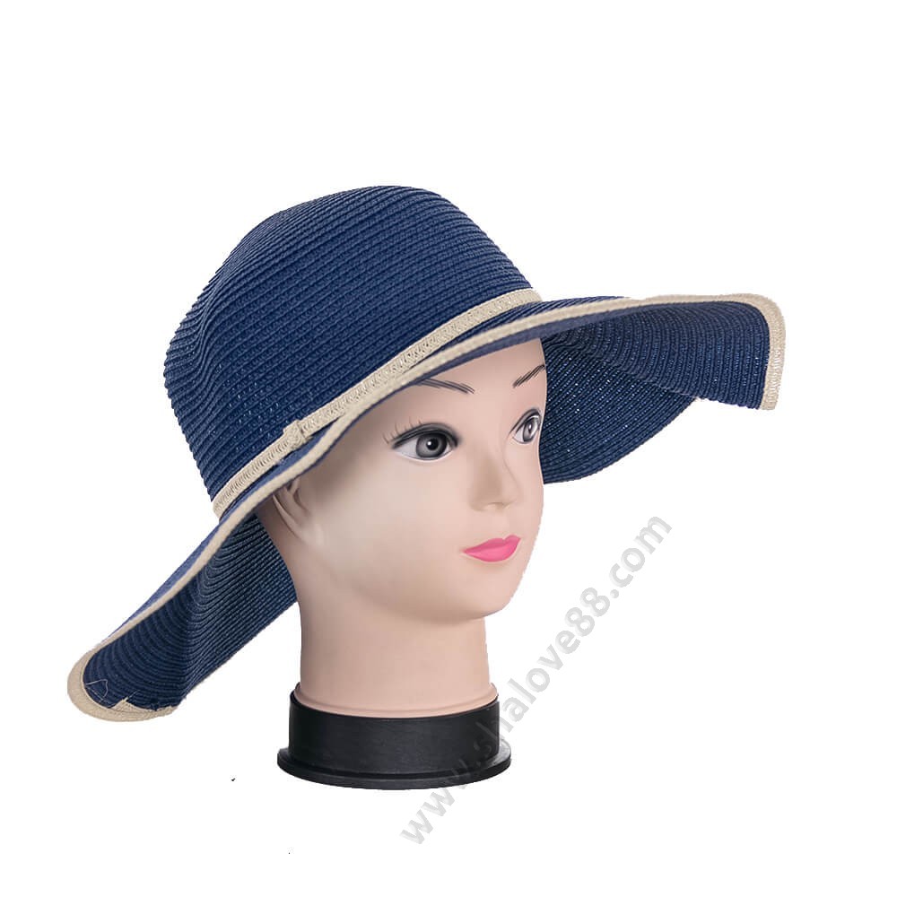 S 1019 Елегантна дамска капела с периферия в класически тъмносин цвят