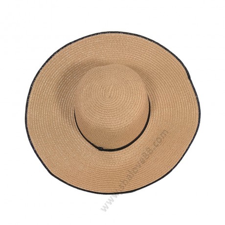 S 1019 Изискана лятна шапка с голяма периферия в бежово