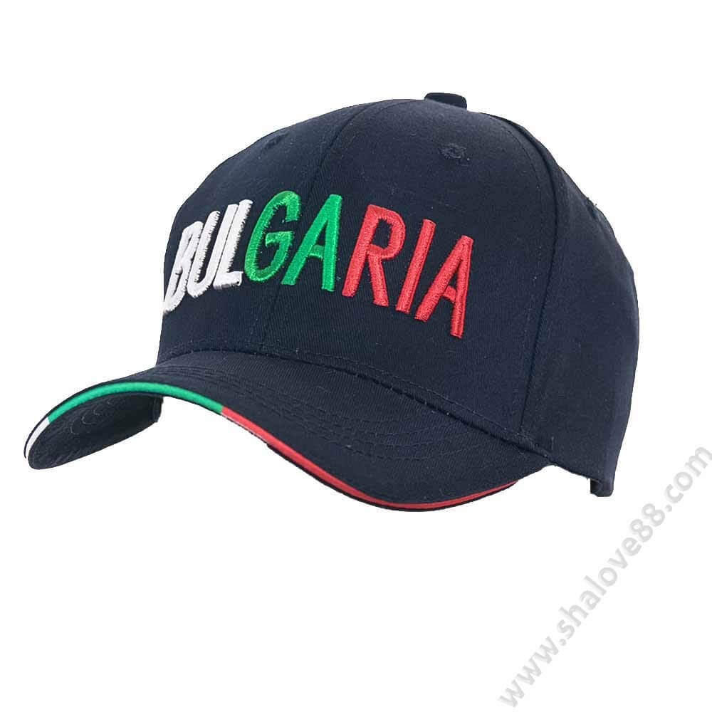 S 005 Класическа мъжка шапка с козирка и бродерия " BULGARIA" в тъмносиньо