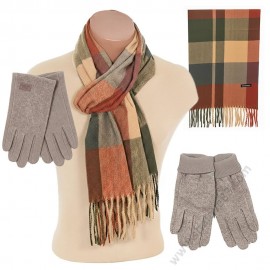 S 2216-5 Мъжки Есенно-зимен кашмирен комплект "Земна Хармония" - шал и топли ръкавици