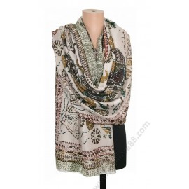 S 1112 Дамски луксозен памучен шал в зелен цвят