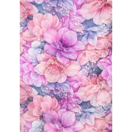 S 1111 Фин дамски шал с красиви цветя в циклама