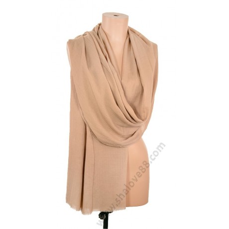 S 1715 Памучен летен дамски шал в цвят карамел