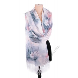 S 0231-1 Дамски шал с красиви рисувани цветя
