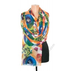 S 0952-2 Памучен дамски шал за лятото с рисувани цветя