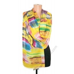 S 0956-3 Красив дамски шал в жълто с цветовете на дъгата
