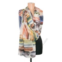 S 0956-2 Елегантен памучен дамски шал в пастелни цветове