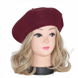 S 3842 Дамска плетена барета в бордо за зимата