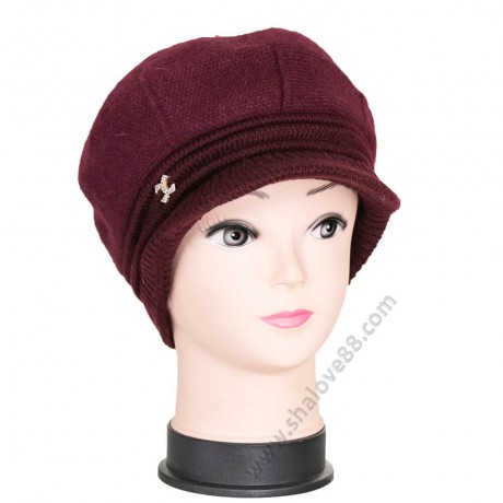S 1010 Зимна дамска шапка от ангорска вълна в бордо