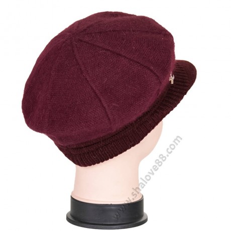 S 1010 Зимна дамска шапка от ангорска вълна в бордо
