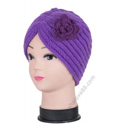 S 3031 Дамски тюрбан в лилаво с цвете