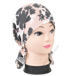 S 5606 Памучен дамски тюрбан в розово, сиво и бяло