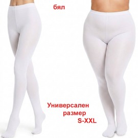 S 813 Бял плътен дамски чорапогащник за танци Цвети с голяма еластичност
