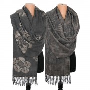 S 2507 Кашмирен шал с две лица " Зимна елегантност в сиво"