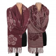 S 2507 Кашмирен шал с две лица " Разкош във винен цвят"