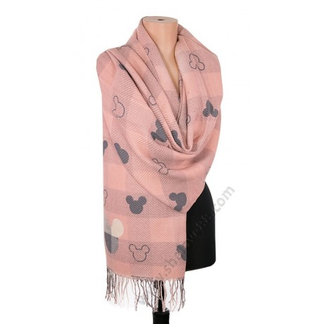 S 3603 сиво-розов /220-1 Красив дамски шал с две лица и ръкавици