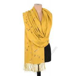 S 5547-1 Красив кашмирен дамски шал в жълто с точки